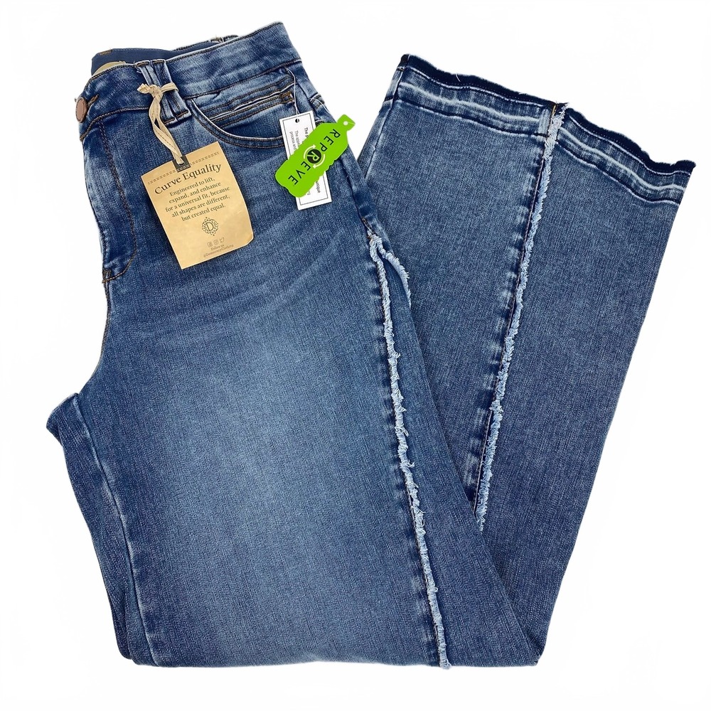 Democracy Distressed Panel Seam Wide-Leg Medium Wash Jeans | Womens 8